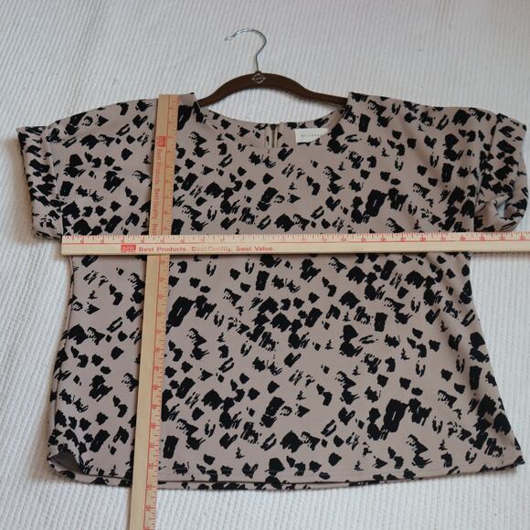 Melloday Womens Top Small Tan Black Abstract Pattern - Picture 3 of 4